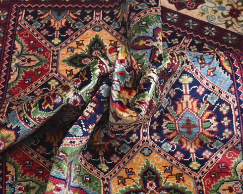 5x5 Yousafi Multicolor Afghan Hand Knotted Square Wool Area Rug